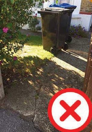 Photograph of an incorrectly presented waste bin