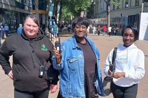 Members of the Town Centre Taskforce in North End holding the new radios