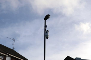 A mobile CCTV unit on a lamppost