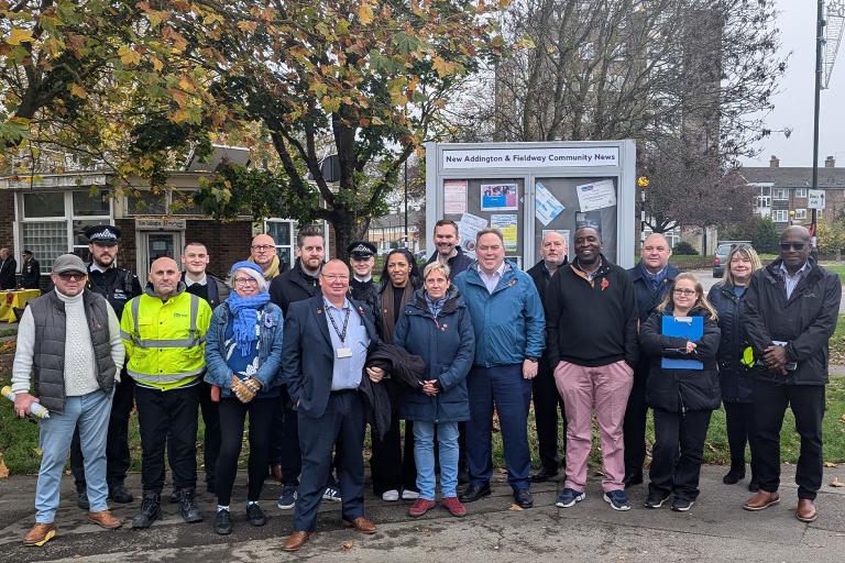 The Mayor of Croydon with council staff and volunteers